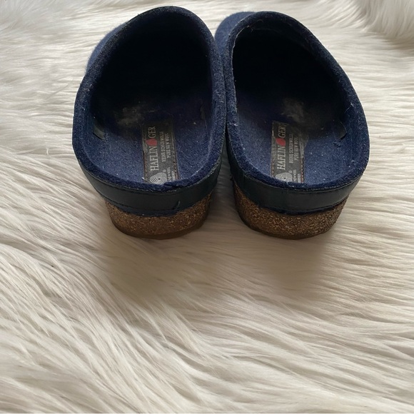 Haflinger GZL Leather Trim Grizzly Clogs 39 Navy - Picture 10 of 12